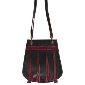 Bottega Veneta Vintage Textured Blue Leather With Red Straps